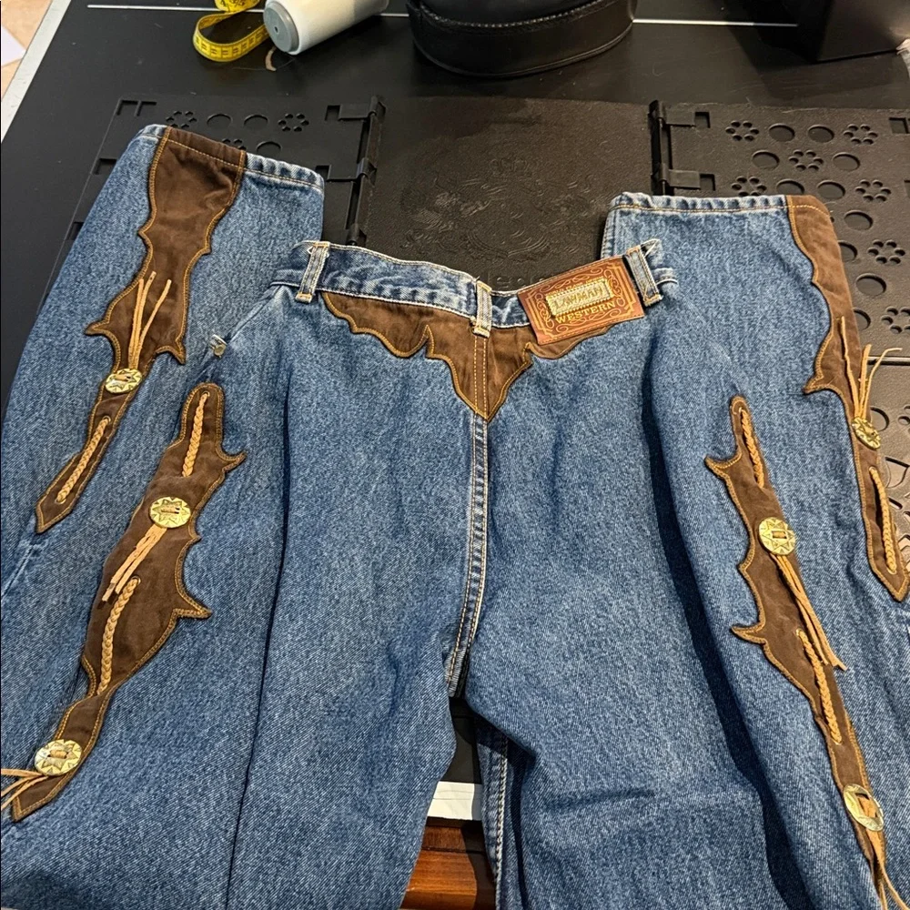 VINTAGE LAWMAN WOMENS JEANS WITH FAUX LEATHER DETAIL - Picture 14 of 14